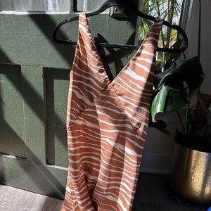 Midi Length Brown Striped Dress XS